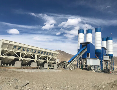 stationary concrete batching and mixing plant